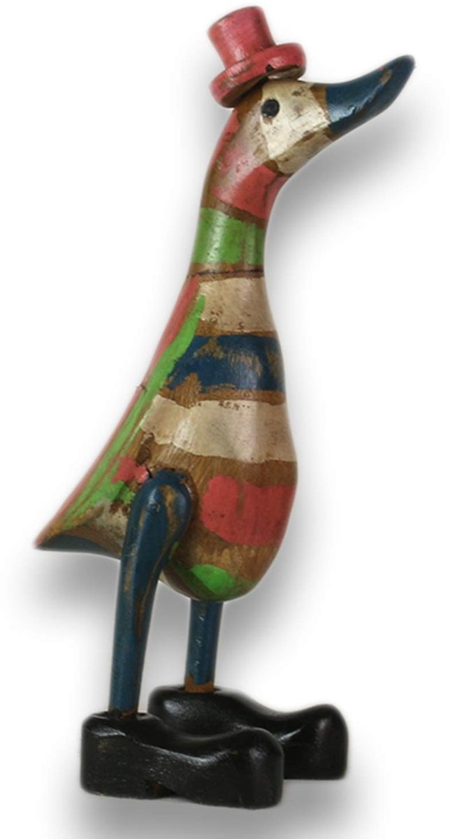 Omgoods - Houten Eend Tuindecoratie 25 cm Hoog