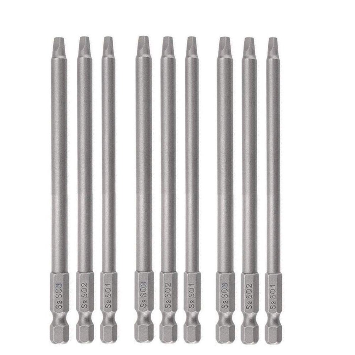 Omgoods - Set van 9 Magnetische Schroevendraaierbits voor Vierkante Aandrijving