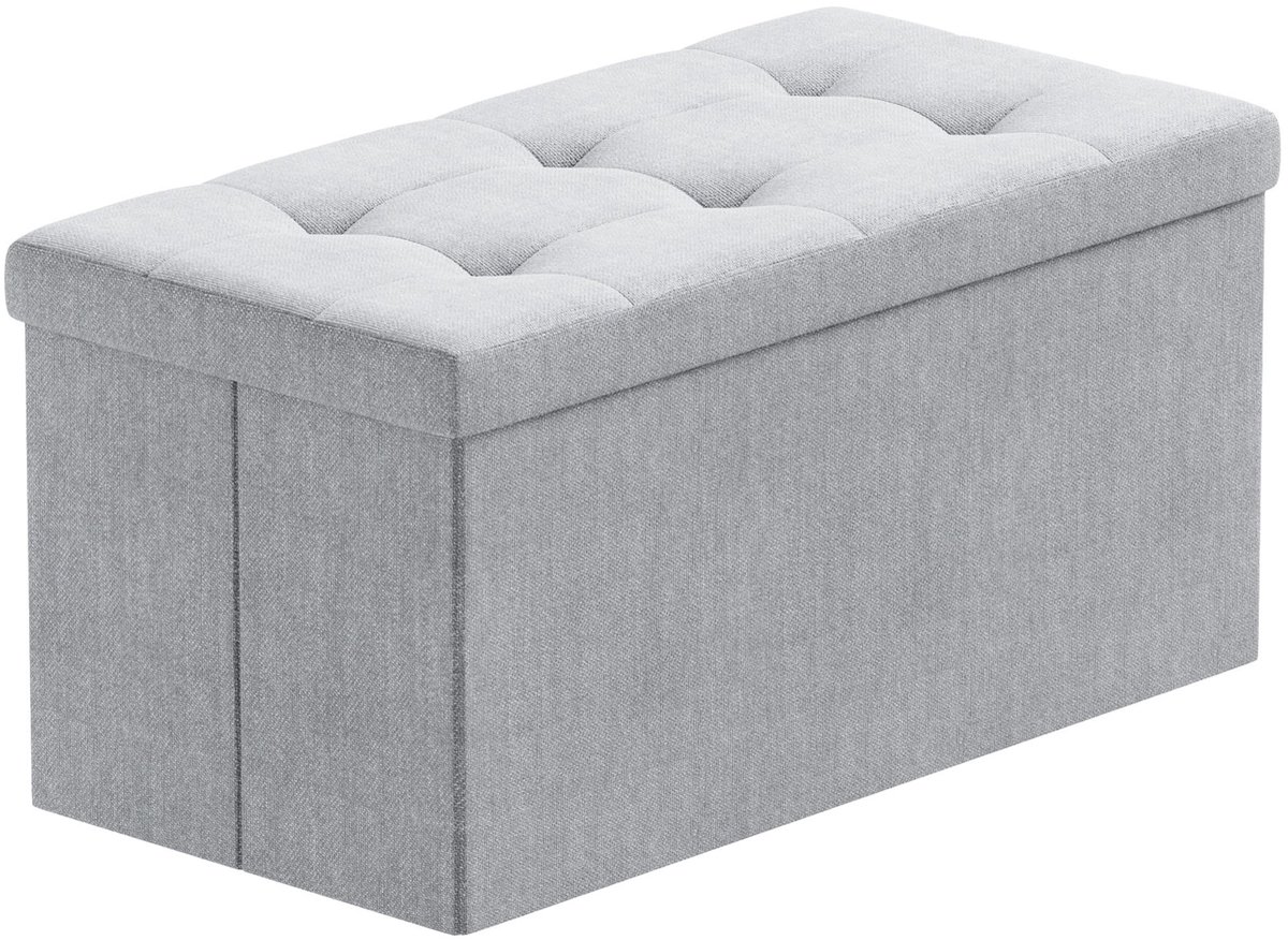 Omgoods - Opvouwbare Opbergdoos en Voetenbank Grijs 76 x 38 x 38 cm