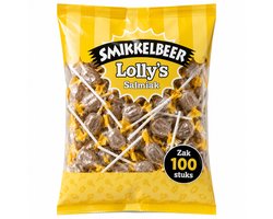 Smikkelbeer - Salmiak Lolly's - 100 Stuks - Individueel Verpakt - Drop Lolly's - Uitdeelzak - Lollie - Lollies - Oud Hollands - Snoep