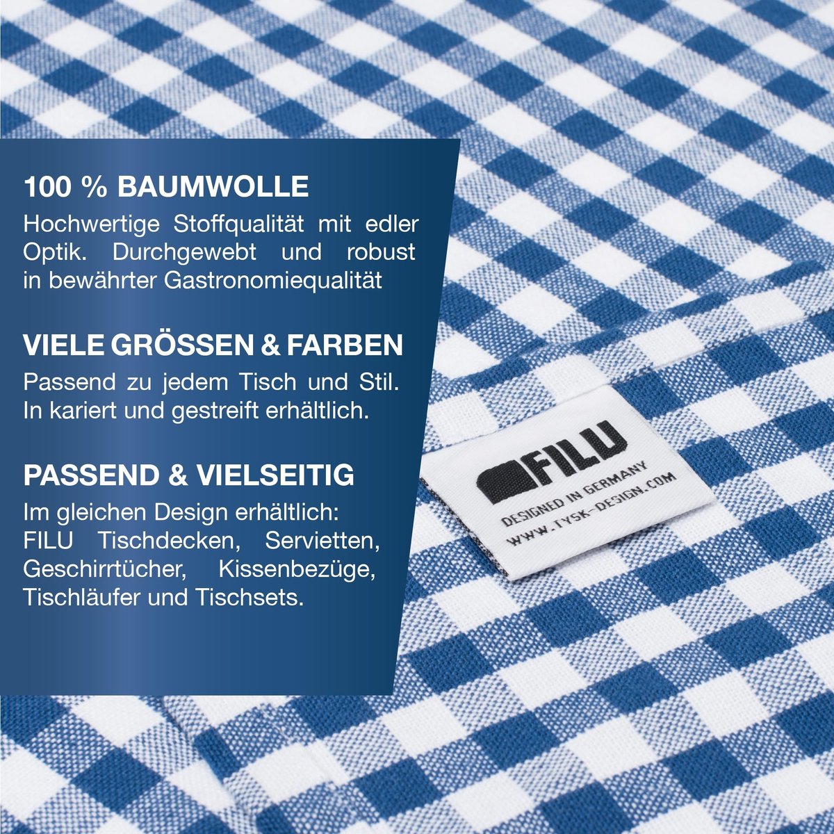 Omgoods - Katoenen Tafelkleed 140 x 240 cm Blauw/Wit Geruit
