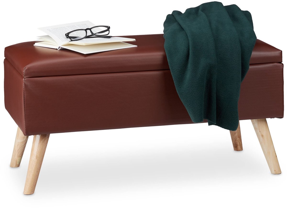 Omgoods - Opbergbank met Zitting en Houten Poten, 40L