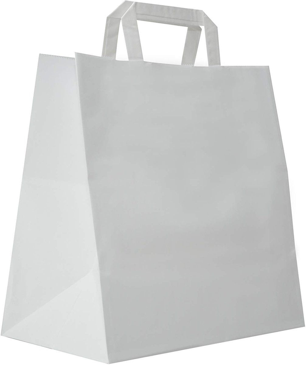 Omgoods - Set van 50 Witte Kraft Papieren Tassen met Vierkante Bodem