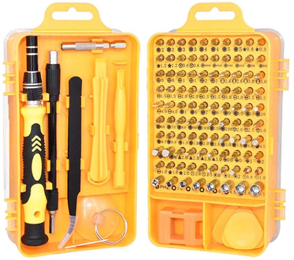 Omgoods - 115-in-1 Schroevendraaierset - Multifunctioneel Gereedschap - Geel - Reparatieset voor Mobiele Apparaten - Inclusief Accessoires - Geschi...