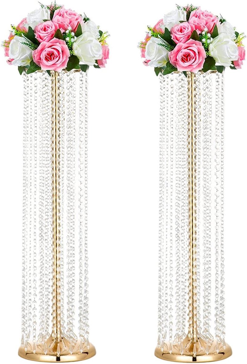 Omgoods - Set van 2 Luxe Kristallen Bloemhouders voor Bruiloften en Decoratie