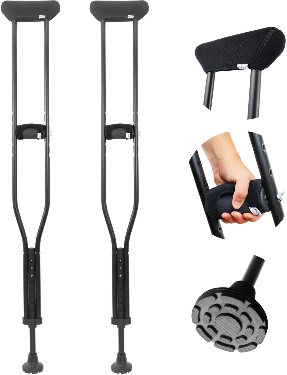 Omgoods - Set van 2 Verstelbare Armpit Stokken voor Volwassenen