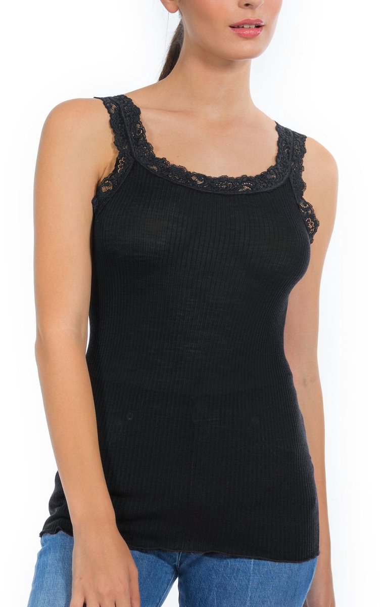 Omgoods - Dames Tanktop van Wol en Zijde met Plissé