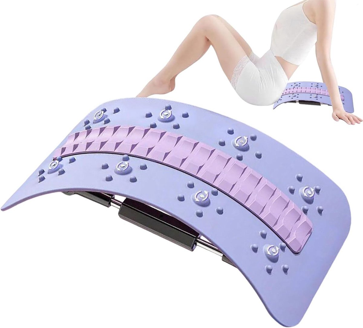Rug Cracker - Rugstretcher Massageapparaat - Rugklachten Verlichten - Met Magnetisch Inzetstuk - 39 x 22 x 7 cm - Zwart