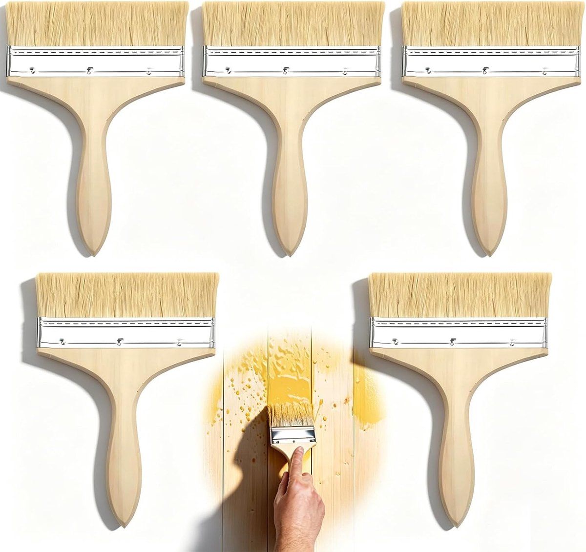 Verfkwasten set 5 stuks - houten handvat - professioneel voor acrylverf - veelzijdig gebruik - SnelShoppen