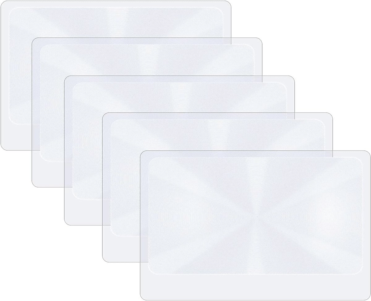 SnelShoppen - 3X Pocket Vergrootglas - 5 Stuks Draagbare Fresnel Lens Creditcard en Portemonnee Vergrootglas - Sieraden Loep en Leeshulp