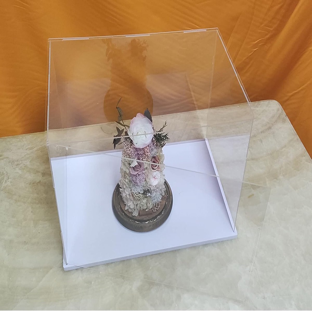 SnelShoppen - Transparante Acryl Display Case voor Actiefiguren en Speelgoed, 10x10x10 cm, Stofdicht met Witte Bodem, Gemakkelijk Toegankelijk, Perfec