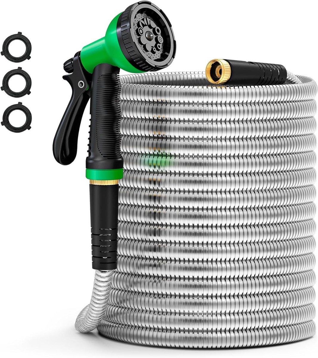 Metalen Tuinslang - Flexibele Waterslang - Tuin Besproeien - Roestvrij Staal 304 - 30 meter - Zilver