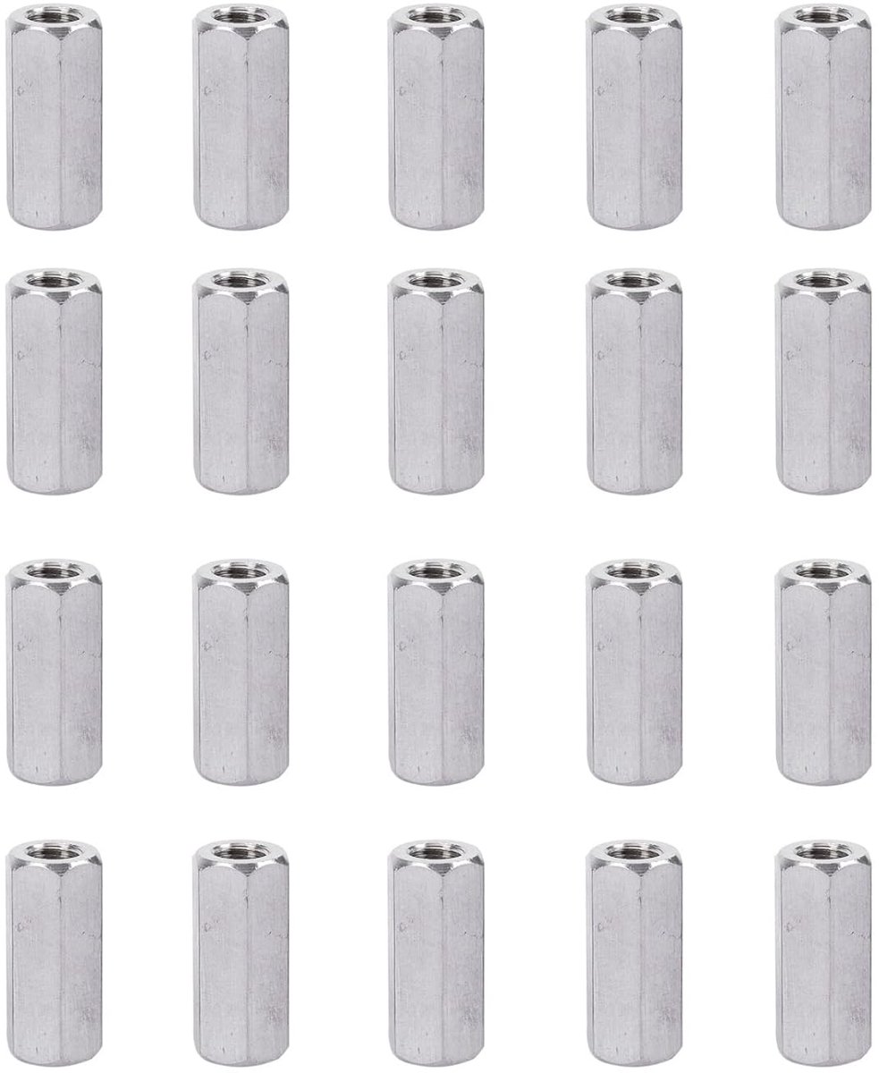 SnelShoppen - 20 Stuks M6 Hex Moeren, Lange Draadmoeren, Galvanized Staal, Voor Huishoudelijke Toepassingen en Machines - M6 x 10 x 20