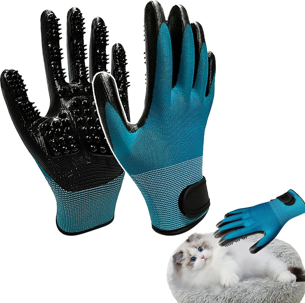 SnelShoppen - Pet Grooming Handschoenen, Zachte Silicone Massagehandschoenen voor Honden en Katten, Comfortabel en Veilig, Makkelijk te Reinigen, Lake