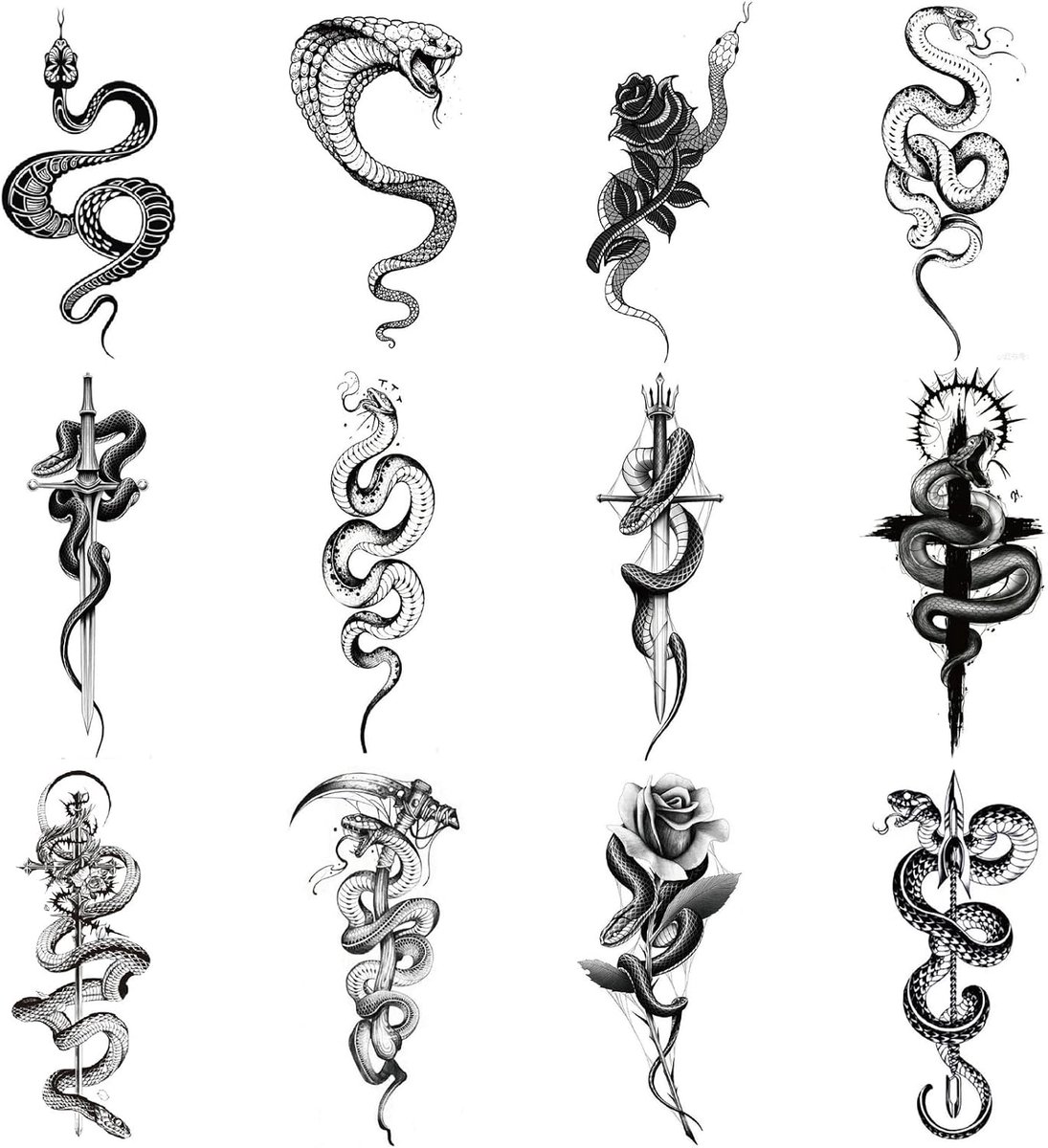 Tijdelijke Tattoos Slangen 12 Stuks - Hoofdkenmerk - Geschikt voor Zelftoepassing - Eenvoudig te Aanbrengen - ShopVlot