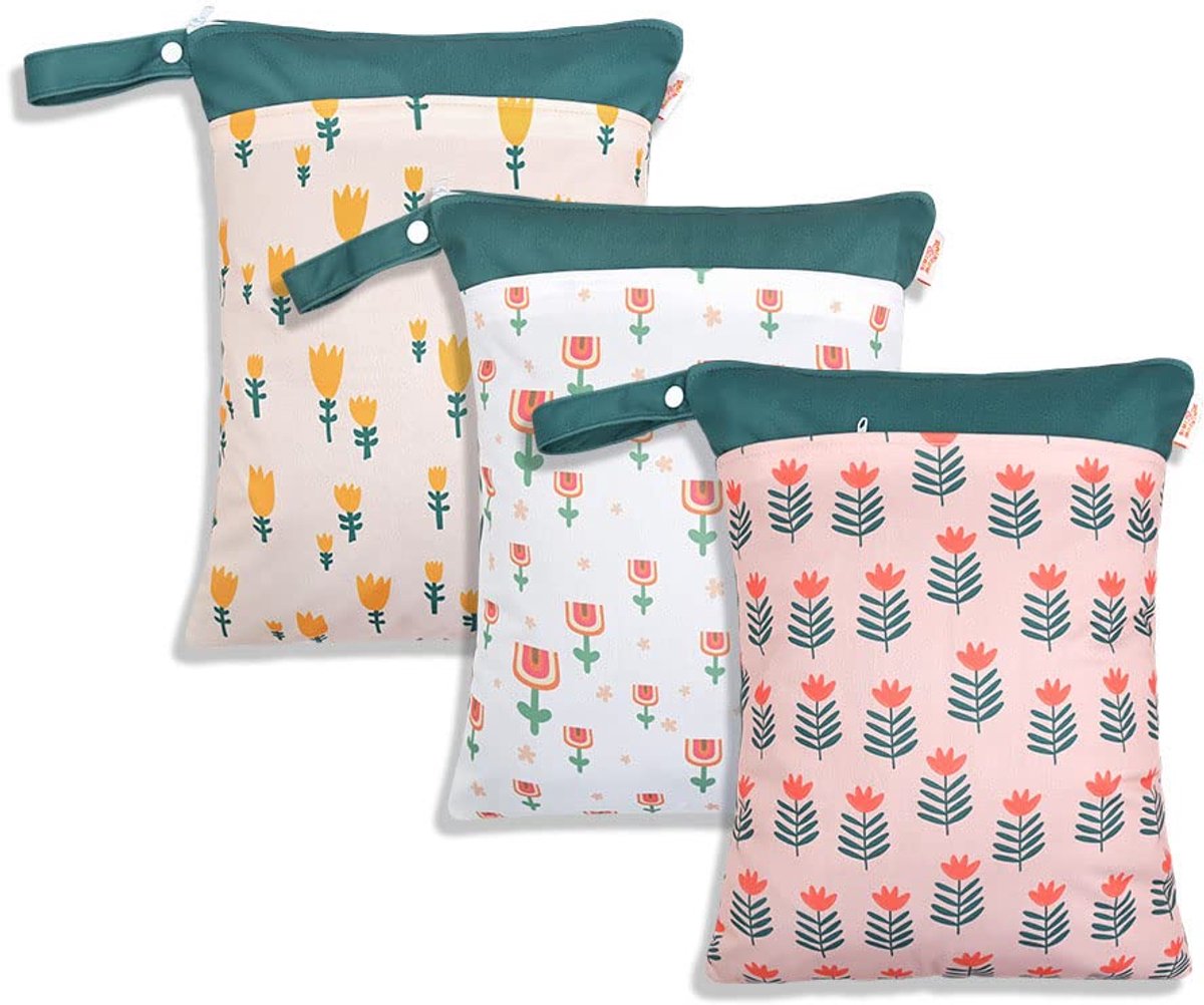 SnelShoppen - Pack van 3 Verschoontasjes voor onderweg, luiertassen, neuszakjes, baby natte tas, herbruikbaar, waterdicht, wasbaar, voor kleine kinder