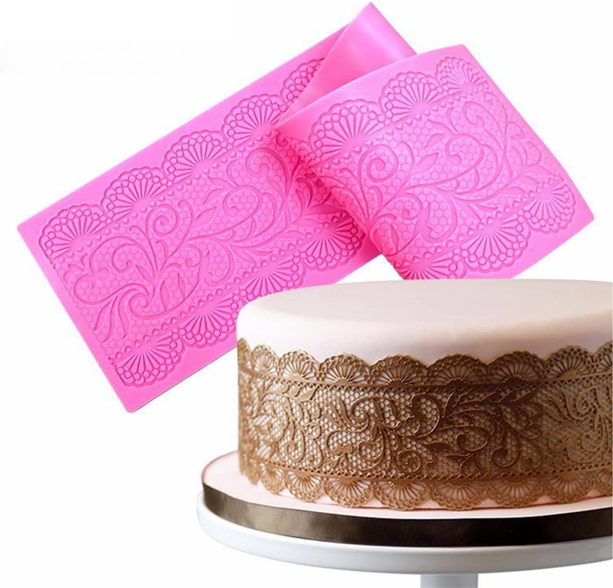 SnelShoppen - Siliconen Bakmat Fondant Mould, Taartdecoraties, Siliconen Mallen, Kanten Mat, Embossing Mat, Textuur Mat, Taart Mat, Fondant Mal, Taart