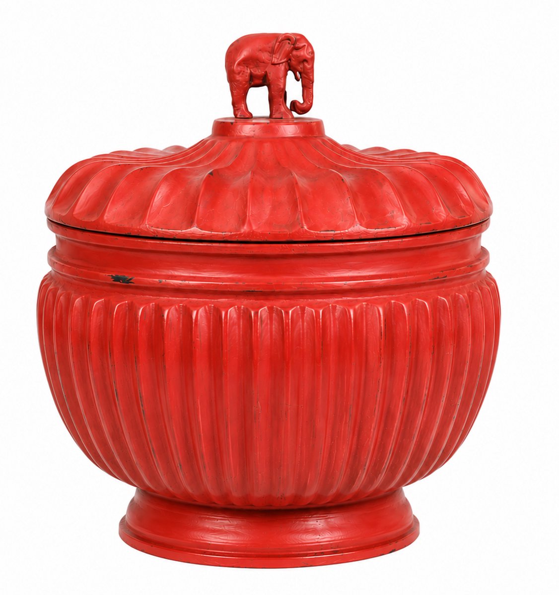 Fine Asianliving Thai Storage Pot Handmade Red D30xH40cm