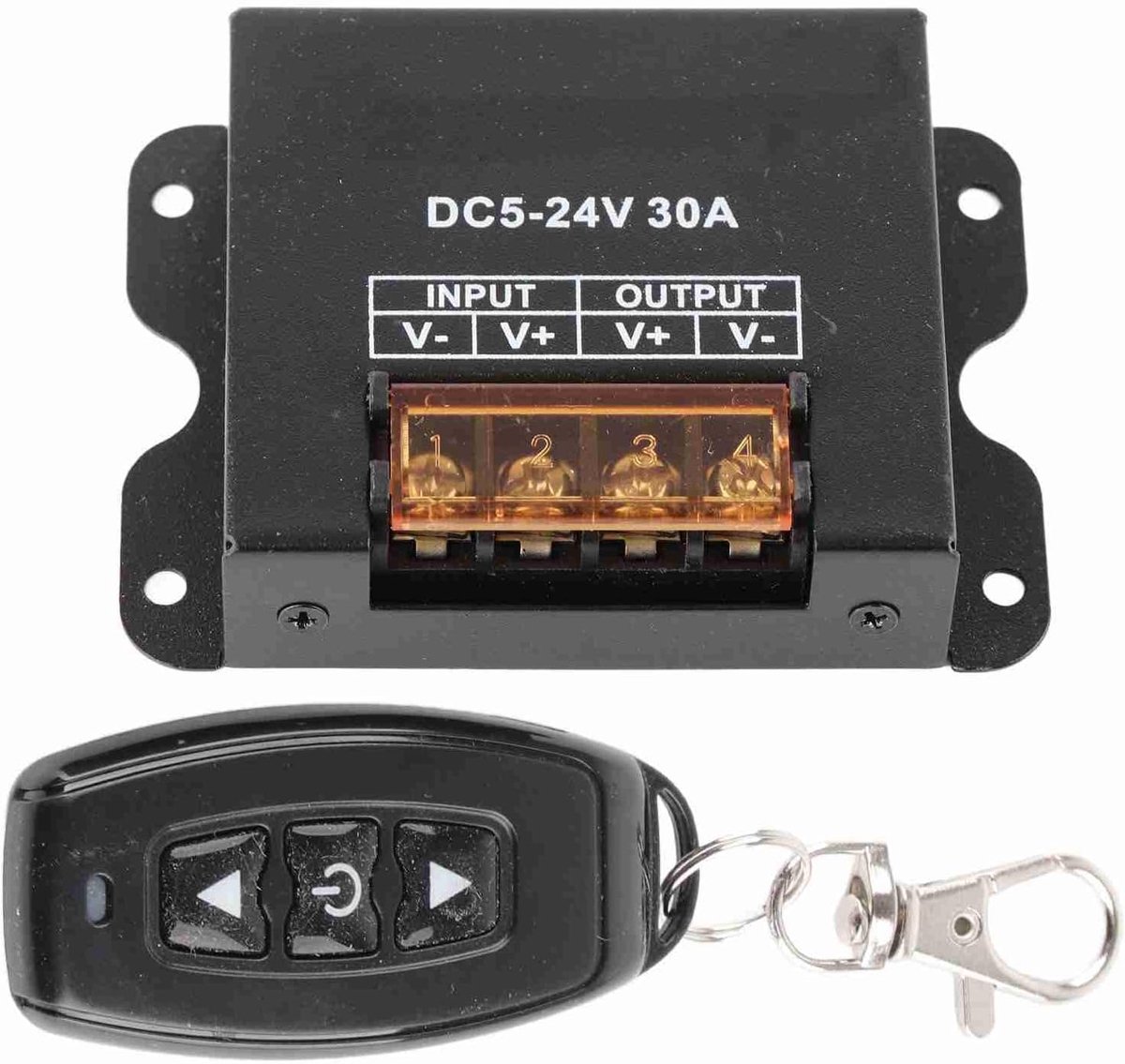 SnelShoppen - LED Dimmer Controller met Afstandsbediening, Dimbaar, 30A, Draadloos, Zwart, IJzer, 3 Knoppen, 12-24V voor Enkele Kleur LED Verlichting,