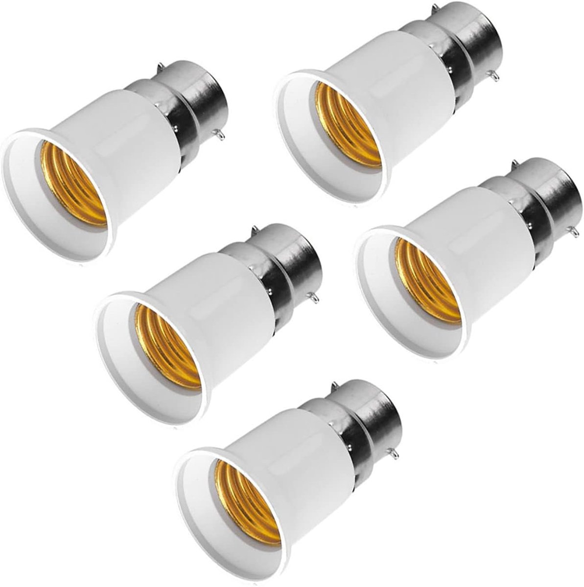 SnelShoppen - B22 naar E27 Lamp Adapters 5Pcs - LED Lamp Houder Converter Basis, Geschikt voor E27 Lampen, Vlamvertragend Materiaal, Ideaal voor Thuis