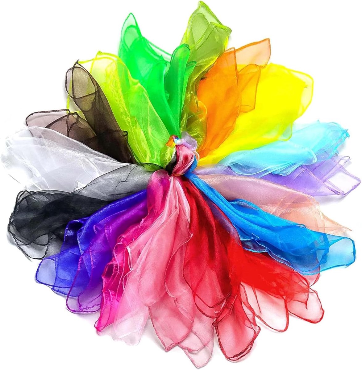 SnelShoppen - 20 Stuks Kleurrijke Juggling Dansdoeken voor Kinderen, Activiteiten, Feestdecoratie, 60x60 cm, Chiffon, Veelzijdig Gebruik