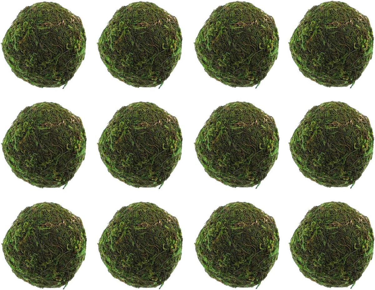 SnelShoppen - 12 Stuks Decoratieve Nep Droge Mosbollen Kunstplant Mosbollen Handgemaakte Bolvormige Mos Hangende Bollen voor Bruiloft Decoraties Feest