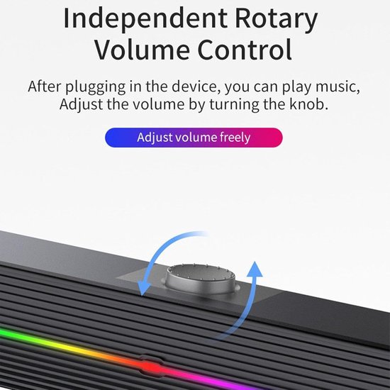 Computerluidsprekers Desktop Soundbar, Computer Bar Audio - RGB-audioluidspreker voor computer - RGB-desktopluidsprekers met verbeterd baseffect voor desktopcomputers, smartphones, tablets en — afbeelding 2