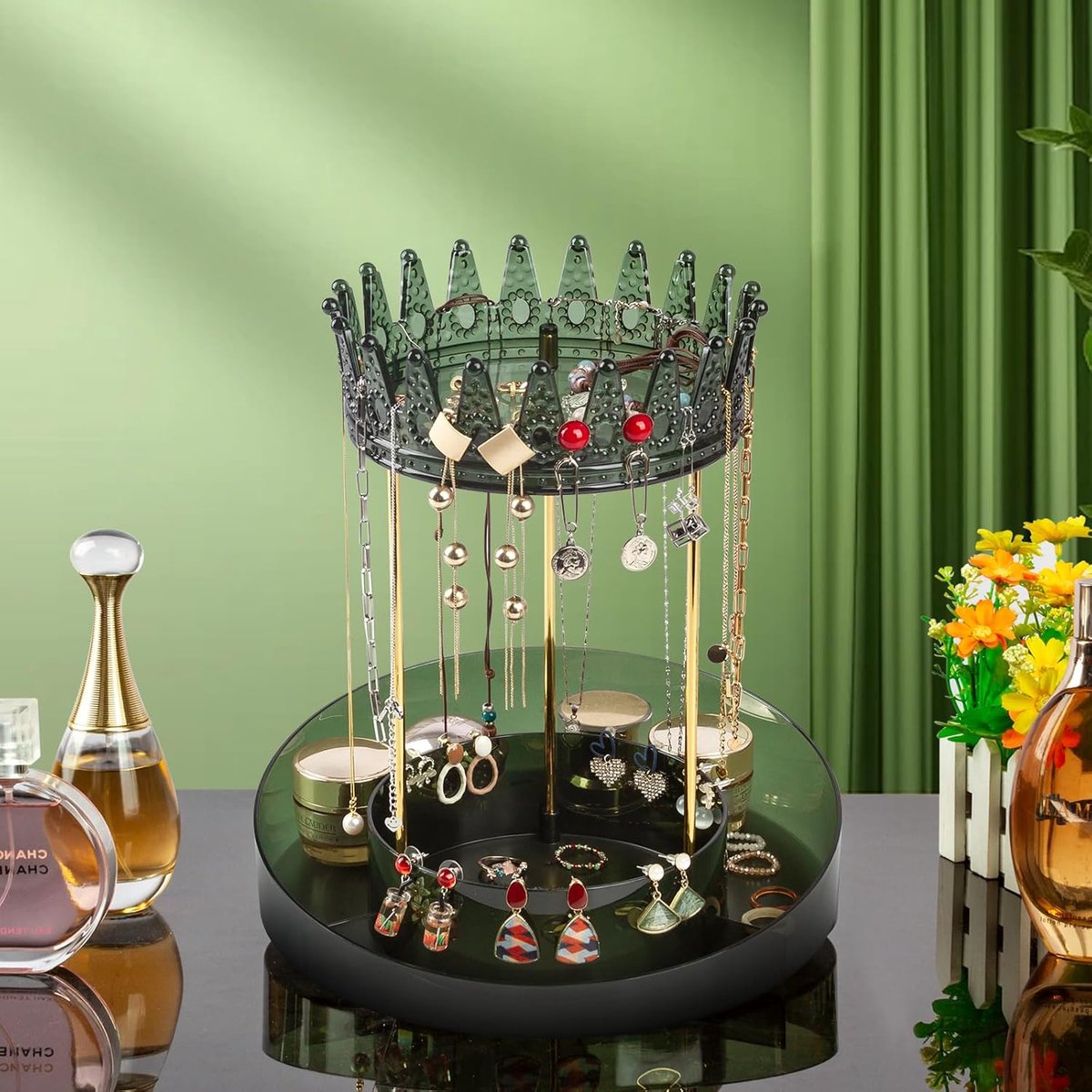 CECOLIC 360° Rotating Jewelry Organizer Jewelry Display Stand, Necklace and Bracelet Hanging Organizer, Jewelry Tower - ShopVlot