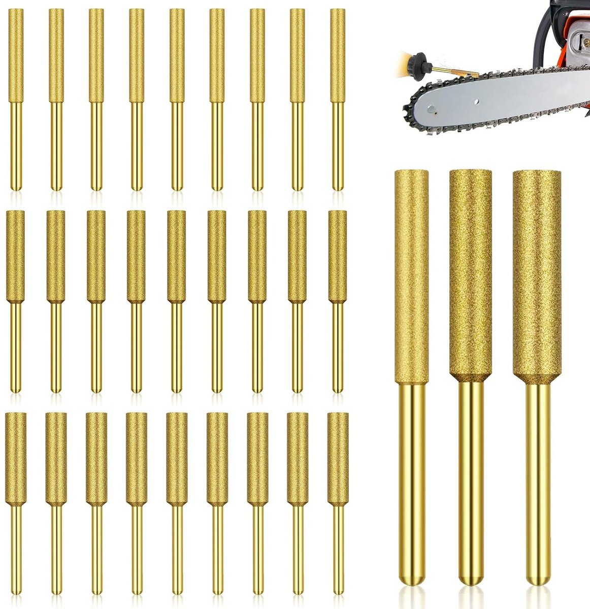 SnelShoppen - Diamond Chainsaw Sharpener - 30-delige Kettingzaag Slijper - Hoogwaardige Diamant Slijpkop - 3 Maten (4mm, 4.8mm, 5.5mm) - Snelle Slijpi