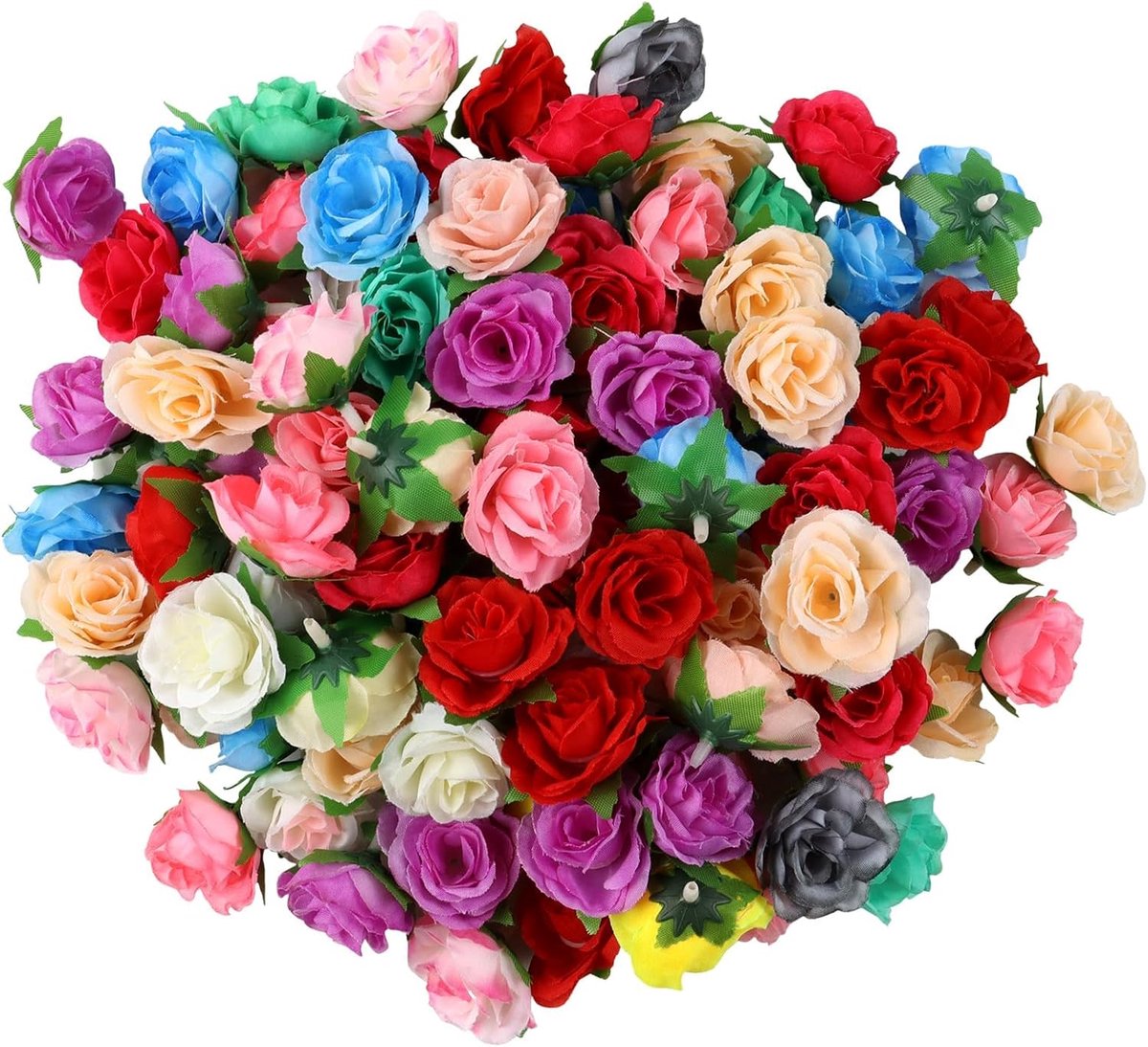 SnelShoppen - Pack van 80 Zijden Kunstmatige Rozenkoppen, Kunstbloemen | Multikleur voor Decoraties, Bruidsboeketten, Creatieve Projecten en Valentijn