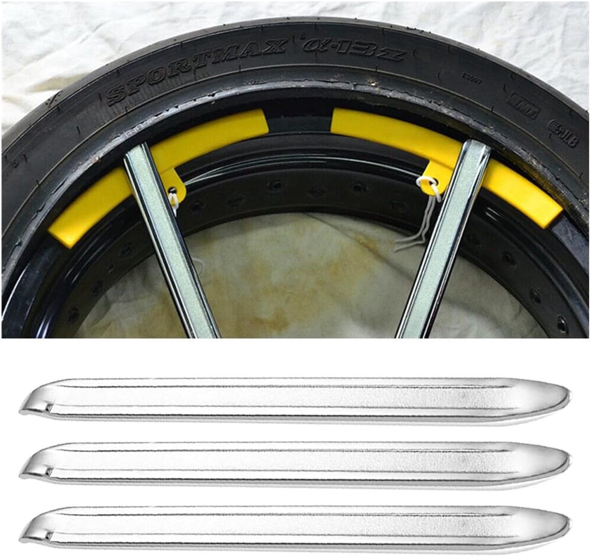 SnelShoppen - Set van 3 Montagehendels - Bandenverwijderaar, Montagegereedschap, Koolstofstaal, Zilver, 300mm, Reparatiegereedschap voor Auto's, Motor