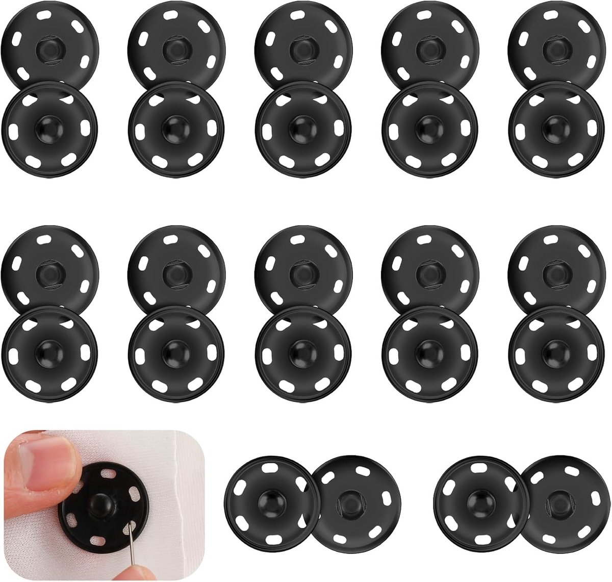 Snapknopen 21mm zwart - metalen drukknoop - 12 stuks voor naaien en knutselen - ShopVlot