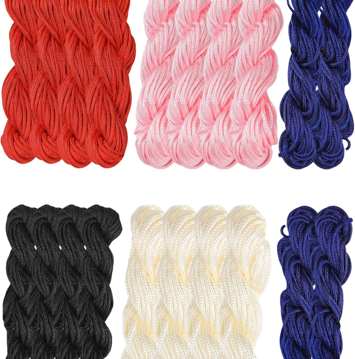 SnelShoppen - 20 Stuks Nylon Katoenkoord, Gevlochten Touw Kralen, Kleurrijke Nylon Draad, Geschikt voor Armbanden, Kettingen, Droomvangers en Meer