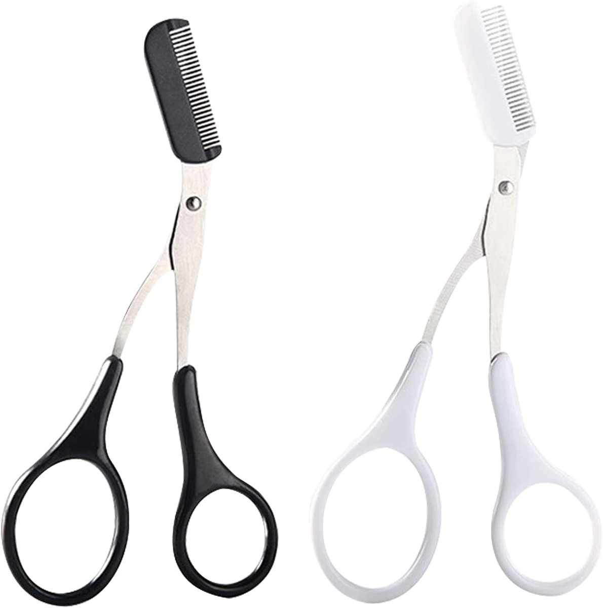 SnelShoppen - Eyebrow Scissors Set - Precisie Oogbrauwschaar met Kam - Roestvrijstalen Scharen voor Haarverzorging en Vormgeving - 2 Stuks - Zwart en