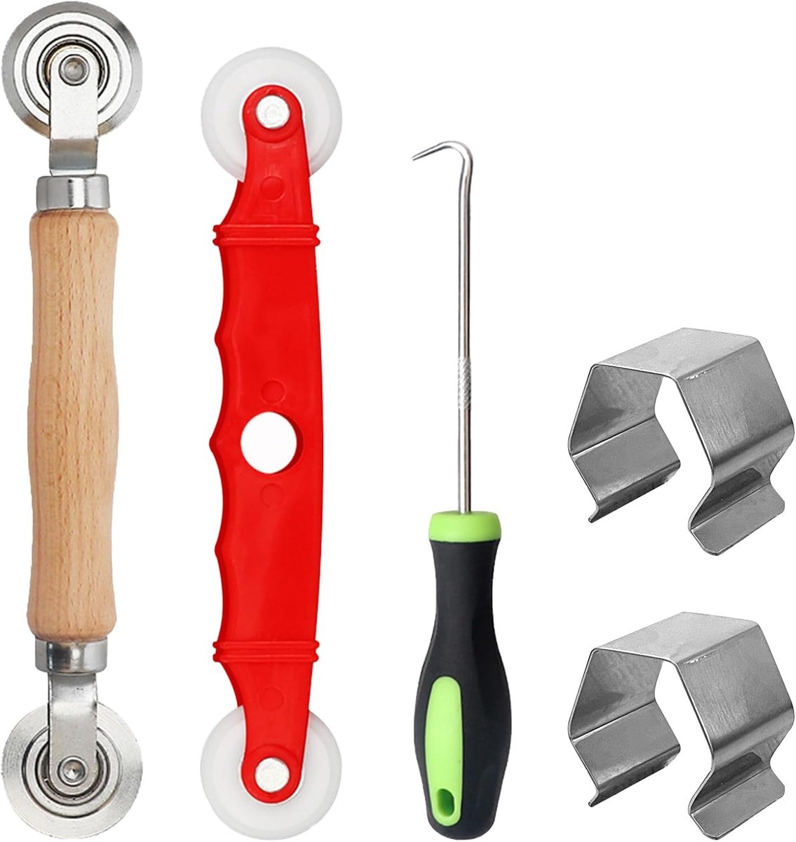 SnelShoppen - Set van 5 dubbele wielen, spline roller, gereedschap voor het verwijderen van splines, 2 clips en booraccessoires voor het monteren van