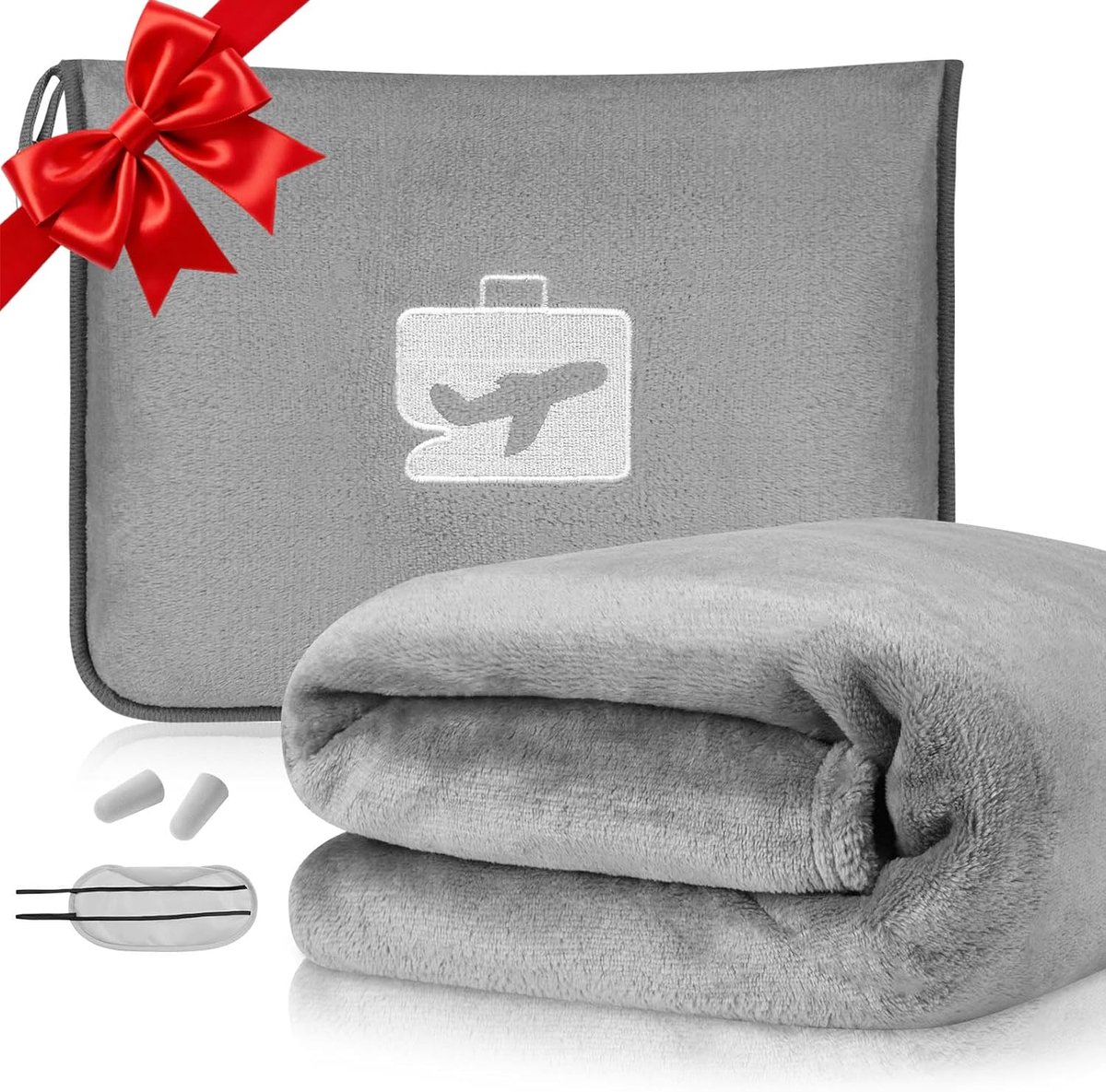 SnelShoppen - Reiskussen en Dekentje 2-in-1 - Lichtgewicht en Compact Reisdakentje met Oogmasker en Oordopjes voor Volwassenen en Kinderen - Perfect v