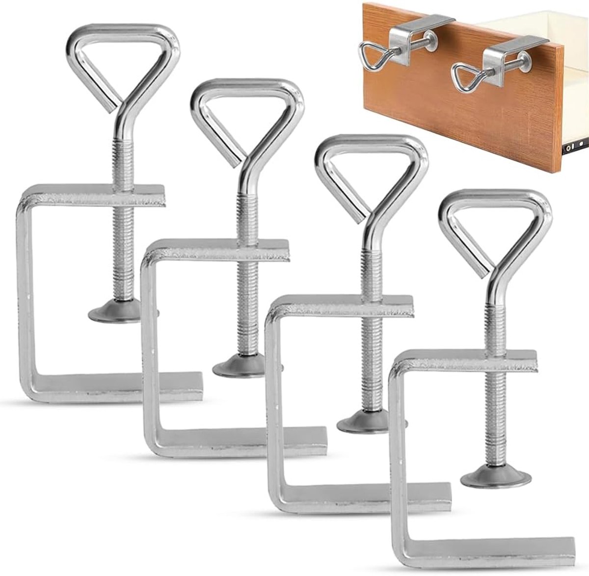 SnelShoppen - C-Clamp Set van 4 Stuks, 7-45mm, Gegalvaniseerde Schroefklemmen, Draagbare Fixeerklemmen voor Houtbewerking, Lassen en Klussen