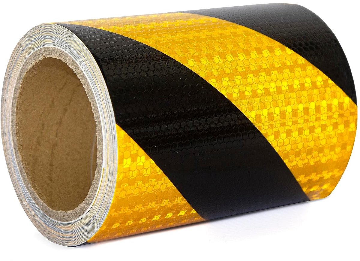 SnelShoppen - Reflecterende Plakband Geel en Zwart 20 cm x 20 m - Waterdichte Reflectieve Waarschuwingsband voor Voertuigen, Auto's, Trailers en Buite