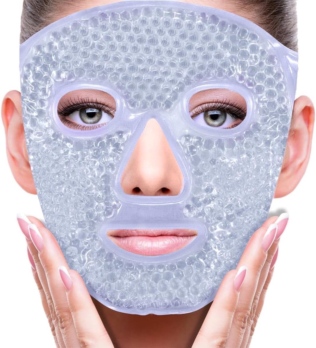 SnelShoppen - Koelend Masker met Klittenbandsluiting, Koel Pads, IJs Masker, Oogmasker voor Verminderen van Gezichtsafwijkingen, Donkere Kringen, Herb