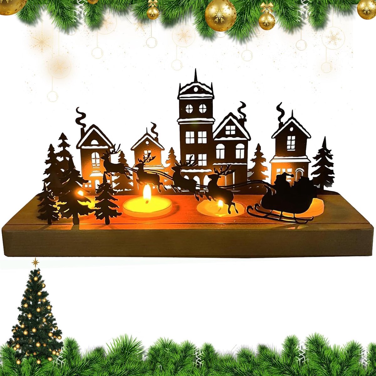 SnelShoppen - Candle Holder Adventskrans Zwart voor 4 cm Teelicht - Moderne Kandelaar van Metaal voor DIY Adventskrans en Tafeldecoratie, 4 Stuks