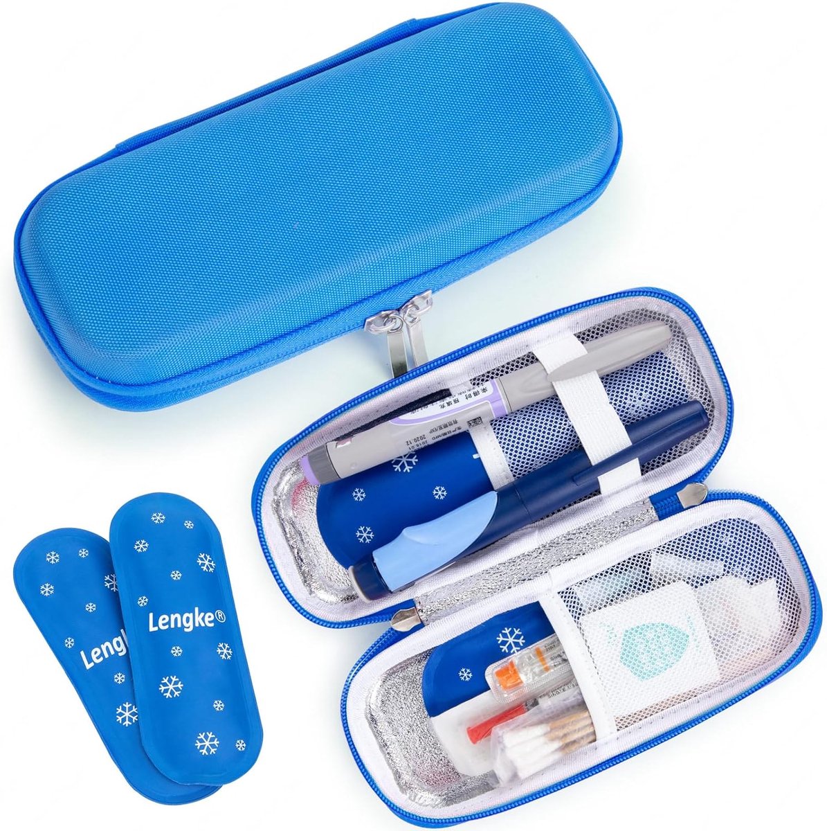 SnelShoppen - Insuline Koel Reis Etui - Draagbare Diabetes Reis Tas met 2 TSA Goedkeurde Koelelementen, Insuline Pen Koeler Tas Medicijn Organizer voo
