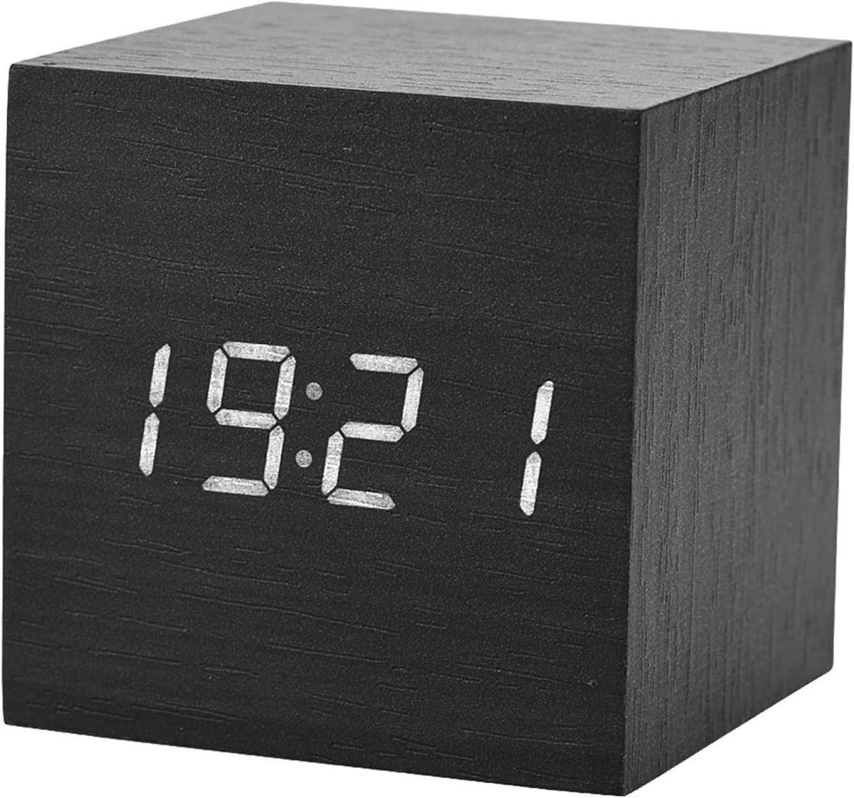 SnelShoppen - Houten LED Alarmklok met Temperatuurweergave, Stembediening, 3 Alarmfuncties, Digitale Klok voor Kantoor, Hout, Modern Design