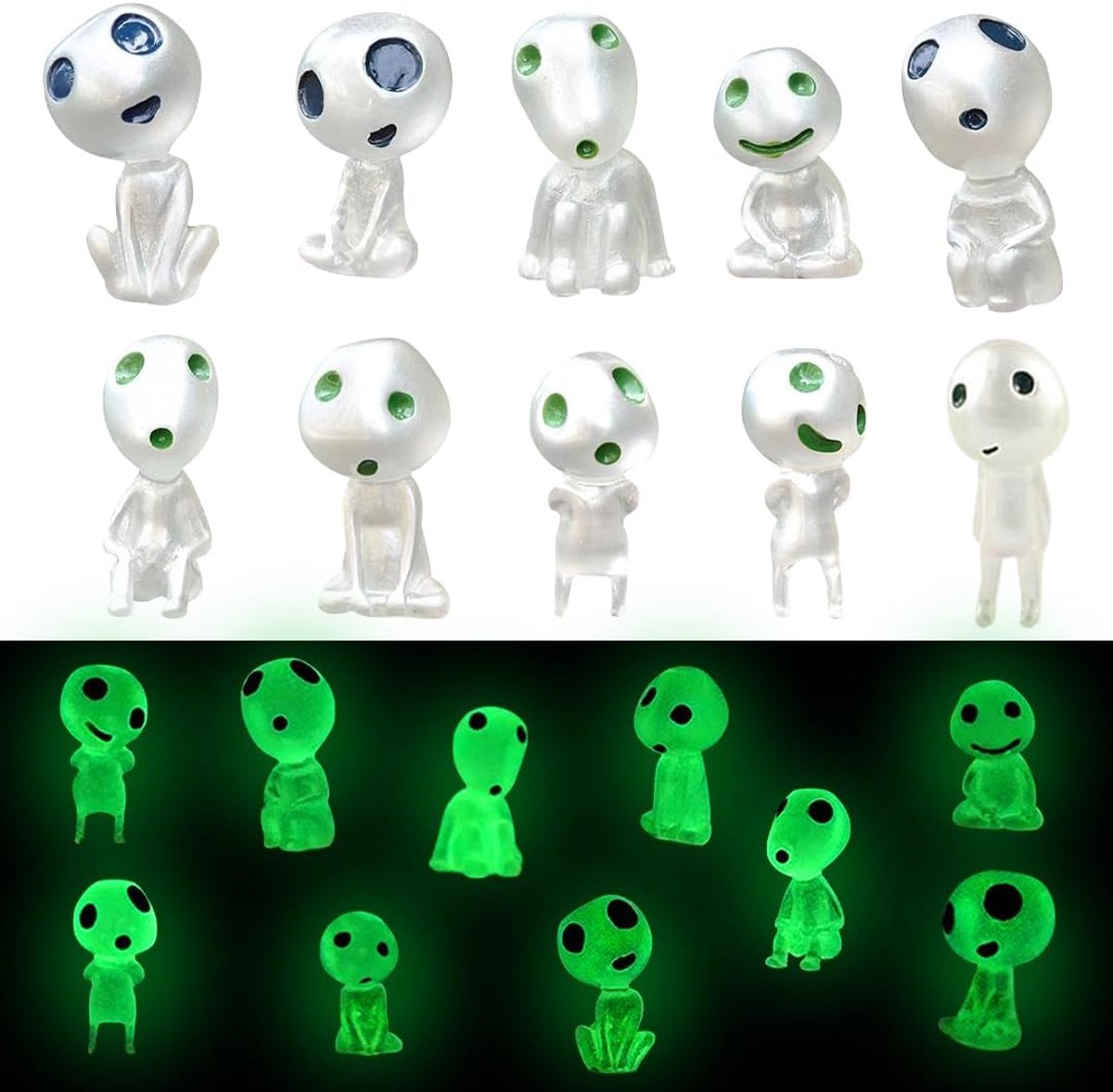 mini lichtgevende bunelfen - 10 stuks - glow in dark - tuindecoratie voor feeëntuin - ShopVlot