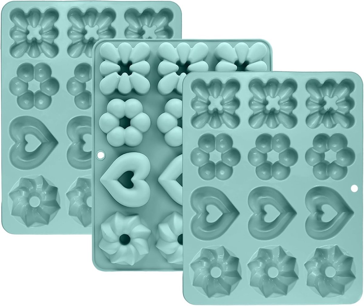 3 Pcs Large Silicone Muffin Molds for 12 Muffins, 4 Different Moulds Silicone Baking Moulds, Non-Stick, Reusable - ShopVlot