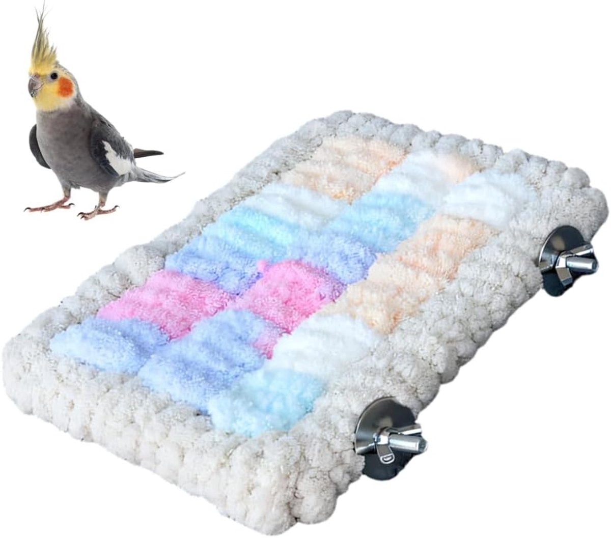 Bed voor vogelkooi, hangmat, kleurrijk, voor papegaai, hangend nest, warm in de winter, geïntegreerd frame, zacht voor de winter, accessoires voor vogelkooi