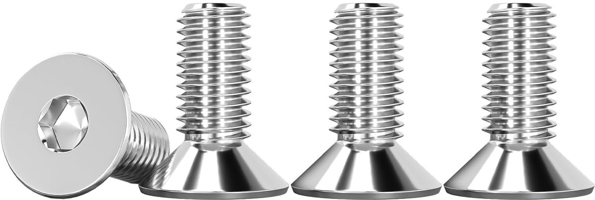 25 Stuks M6 X 12 mm Verzinkte Schroeven RVS A2 met Zeskantkop DIN 7991 / ISO 10642 - Roestvrij Staal, Draad Schroeven, Bouwmaterialen