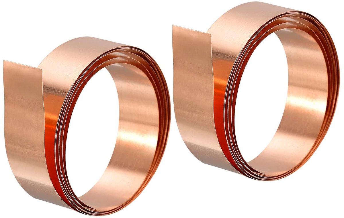 sourcing map 2 stuks koperplaat 0,1 x 15 x 1000 mm koperband pure koperfolie metalen folierol dunne koperstrips metaal gesneden materiaal rollen voor dakconstructie ambachten reparaties