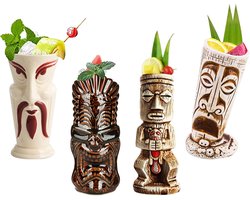 Mugs Tiki-koppen Tiki Mok Tiki Mugs Cocktailbeker Hawaii Cocktailglazen Tiki Bar accessoires Tiki kopjes drankjes mokken Hawaiian Party Barware,Q7