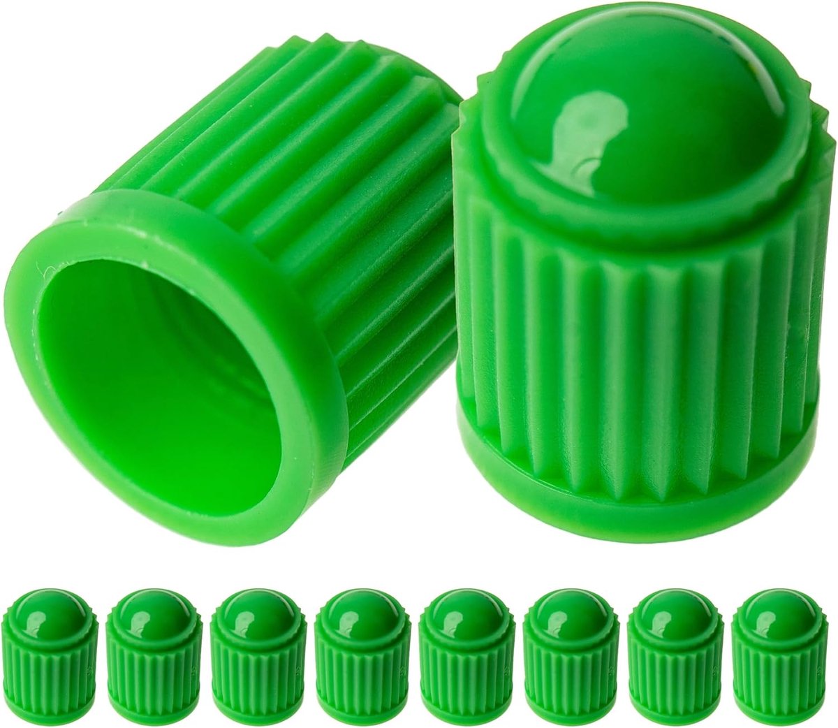 Ventieldopjes van hard plastic, 10 stuks, in groen, voor autobanden met Schrader ventiel, O-seal, autobeschermdopjes, autobandventieldopje, autoluchtventieldopje, autoventieldopjes