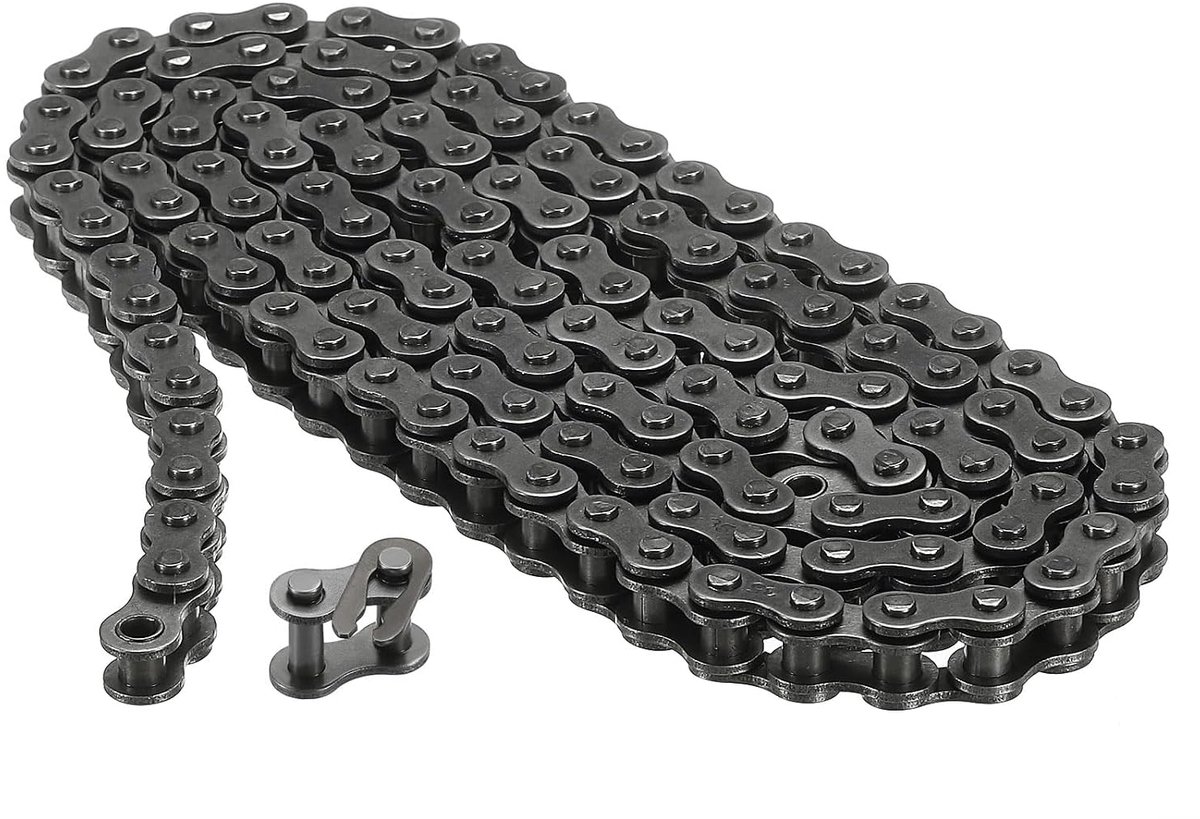Rolketting #35/06C-1, 3 voetlengte, 0,95 cm koolstofstaal met gratis masterlink voor fietsen, skelters, 128 schakels